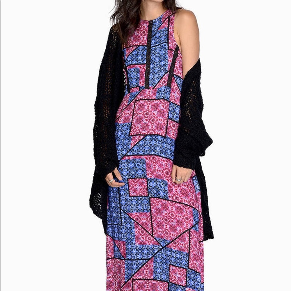 MINKPINK Patchwork Boho Maxi Dress Size M